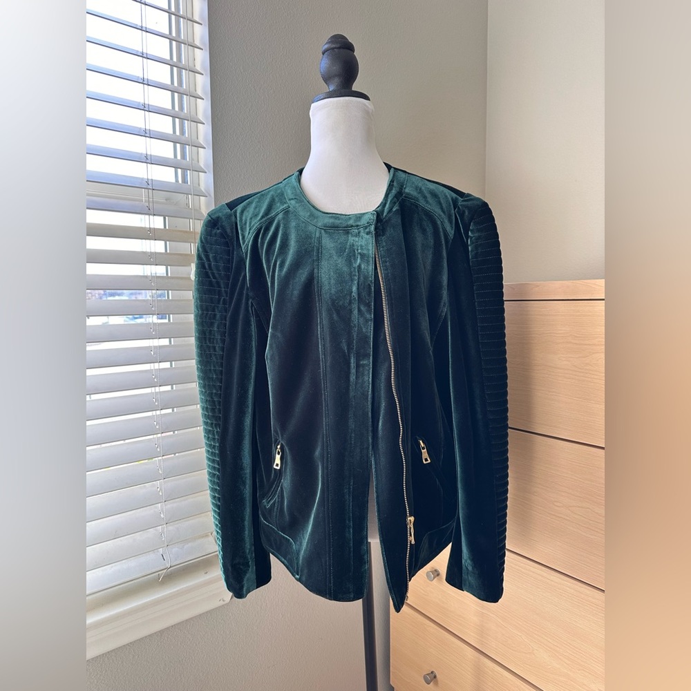 INC International Concepts Dark Green Velvet Jacket